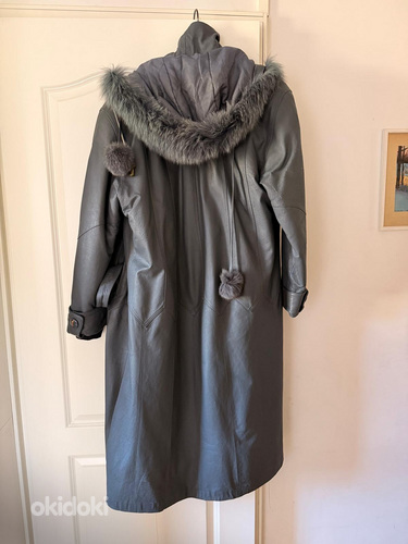 Hall vööga naiste nahk mantel