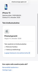 Apple iPhone 15 Blue 128GB nagu uus! Garantii kuni 10.2026 (8 foto / 8)