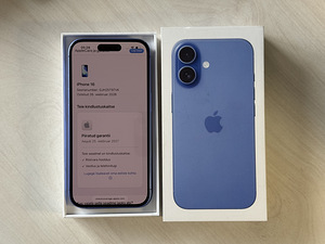 Apple iPhone 16 Ultramarine 128GB heas korras. Aku 100% CC88 (7 foto / 7)