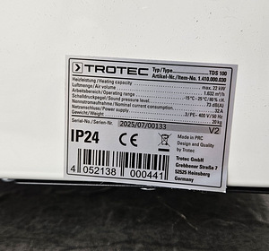 Ehitussoojendi TROTEC TDS 100 22kW (4 foto / 4)