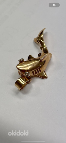 Своеобразный золотой кулон Акула (585/14К) (фото #1)