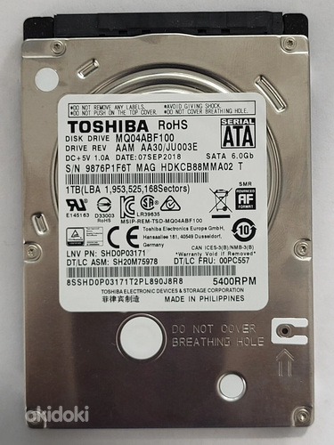 PS4 kõvaketas SATA, 6 Gbit/s -Toshiba 1GB MQ04ABF100
