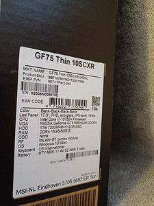 MSI Laptop Gamer : GF75-10SCXR-242NL - Garantii Dec 2024 !! (8 foto / 10)