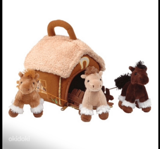 Новая мягкая игрушка «Домик-сумочка с 3-мя лошадками (фото #1)