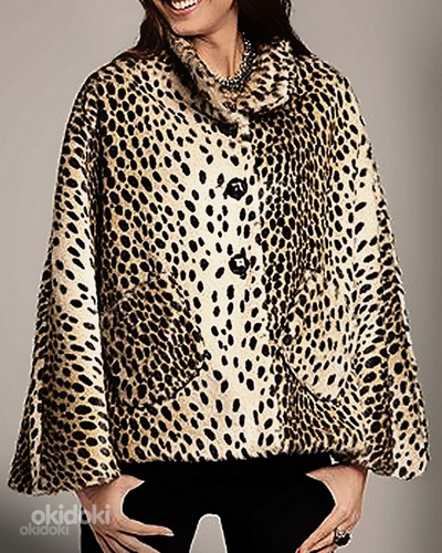 Роскошная меховая леопардовая шубка-манто, один размер (фото #1)