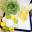 Модный желто-зеленый комплект: браслет-стрейч +серьги, новый (фото #1)