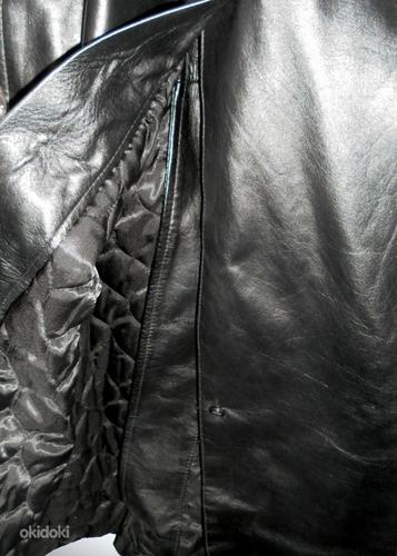 Saki Leather черное длинное кожаное утепленное пальто, 54-XL (фото #9)