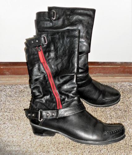 Tamaris кожаные стильные черные сапожки (39) (фото #5)