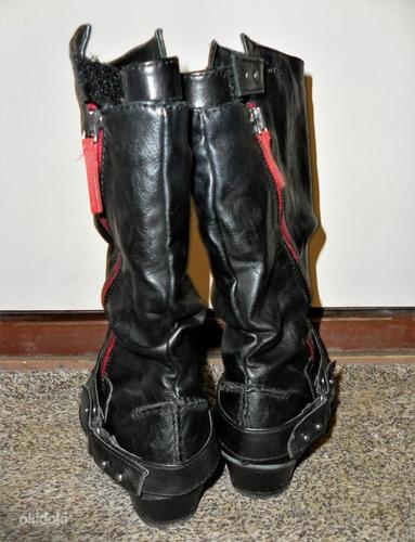 Tamaris кожаные стильные черные сапожки (39) (фото #7)