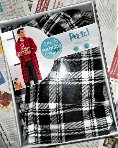 Серый в клетку длинный мужской халат, XL-2XL, новый