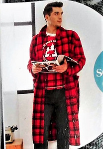 Hall ruuduline pehme meeste hommikumantel, XL-2XL, uus (3 foto / 7)