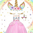 Uus Unicorn roosa printsessi kleit (134/140) + peavõru (foto #1)
