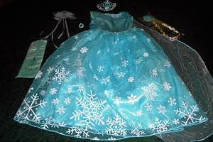 Frozen Elsa uus komplekt- kleit+aksessuarid (104-110) (3 foto / 10)