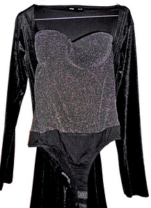 Pidulik komplekt-must sametine kombee+säledav body (M) (5 foto / 9)