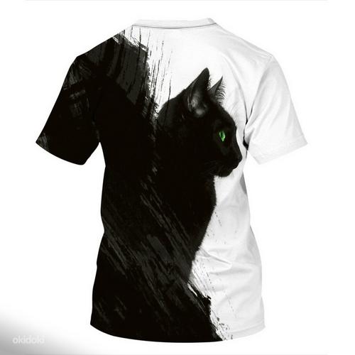 Черная кошечка новая футболка с 3D принтом, L/XL (фото #5)
