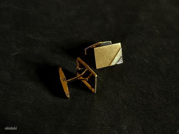 Золотые запонки с бриллиантом 585 проба (№K246) (фото #1)