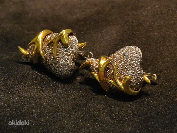 Золотые серьги с бриллиантом 750 проба (№L846) (фото #5)