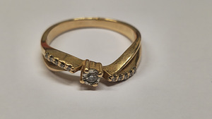 Kuld sõrmus teemandiga 585 proov (№L1301) (6 foto / 6)