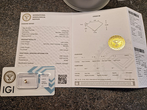 100% Naturaalne Teemant/Briljant 0,4 ca IGI sertifikaat (4 foto / 4)