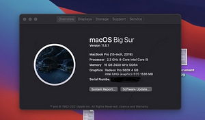 Macbook Pro 2019 15" Intel i9 4GB Radeon Pro 560X 16GB RAM (4 foto / 7)