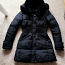 Теплое черное приталенное пальто с капюшоном, M / L (фото #1)