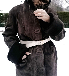 Ehtsast nahast kvaliteetne soe mantel, parka, s.44 (2 foto / 3)