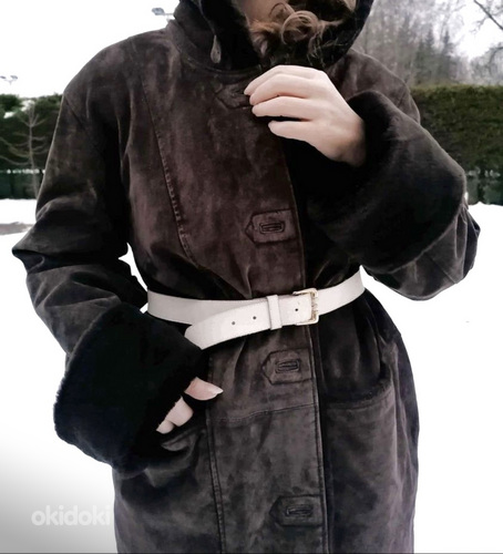 Качественное теплое пальто из натуральной кожи, парка, 44 ра (фото #2)