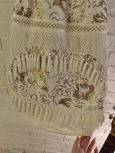 Valge kuldsete litritega pidulik sädelev kleit, XL (4 foto / 5)