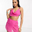 Новый розовый комплект из топа и юбки, пляжная юбка, пляжная одежда (фото #1)
