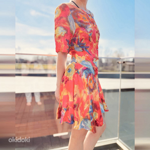 Высококачественное красочное винтажное платье с пуговицами с (фото #2)