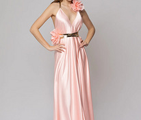 Liina Stein светло-розовое платье макси, розовое вечернее атласное платье