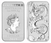 Слиток/монета Австралийский дракон 1 унция 2019 года