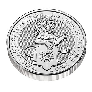 2020 2oz Hõbemünt, White Lion of Mortimer, Queen's Beast (3 foto / 3)