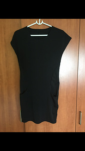 Черное платье с карманами, M