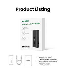 Ugreen bluetooth 5.1 аудио адаптер приемник/передатчик 3,5 мм (9 фото из 9)