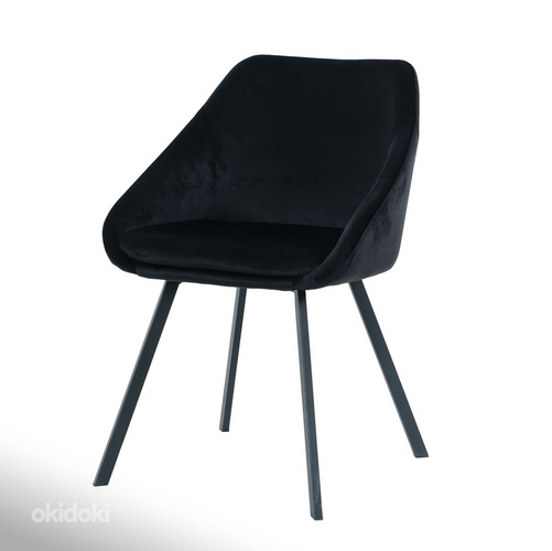 Бархатное кресло Gana бежевого цвета с черными металлическим (фото #2)