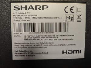 Телевизор на запчасти SHARP. Цена по договоренности. (5 фото из 6)