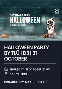 2 билета на Costume Party Halloween 31.10 TLÜ