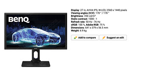 Monitor 27" BenQ PD2700Q QHD (2 foto / 2)