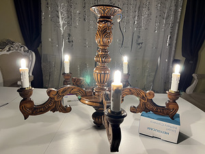 Retro käsitöö puidust laelamp Led lamp küünaldega