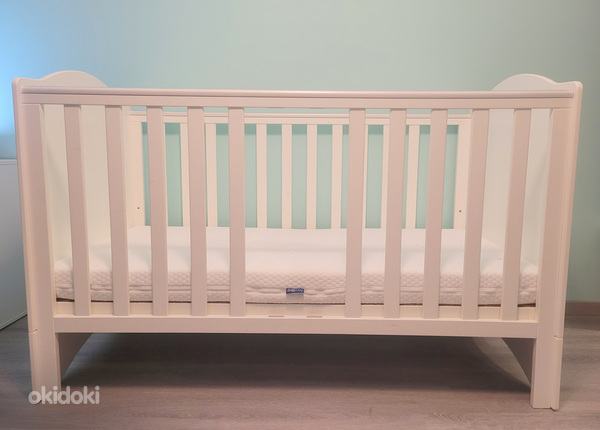 Детская кроватка с матрасом - Baby 70x140 Happy Animals White (фото #3)