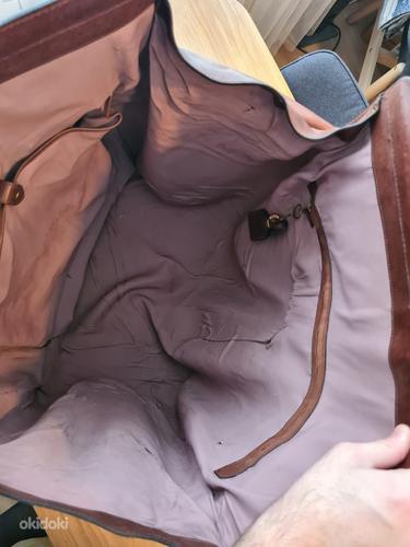 Большая винтажная кожаная сумка (натуральная кожа) (фото #7)