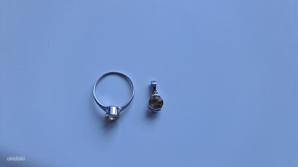Новое серебряное кольцо и серебряное колье с цитрином (фото #3)