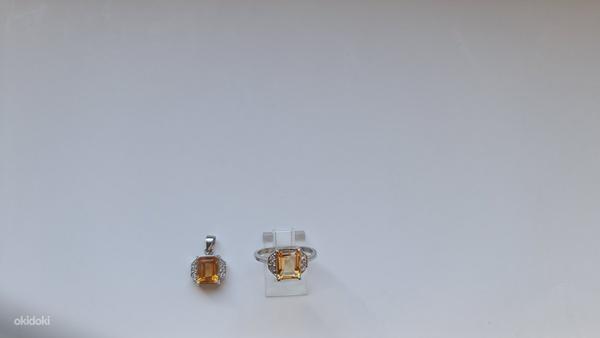Серебряный комплект: гранат, топаз, цитрин, дымчатый кварц (фото #5)