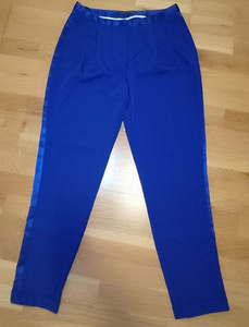 Синие женские классические брюки с ламапсами, размер EU 36