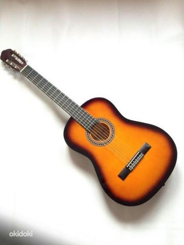 Гитара светло-коричневая 3/4 нов + сумка + тюнер + струны (фото #2)
