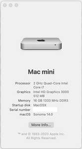 Mac Mini 2011 - 16gb - 2.0GHz i7 - 256gb SDD (1 foto / 6)