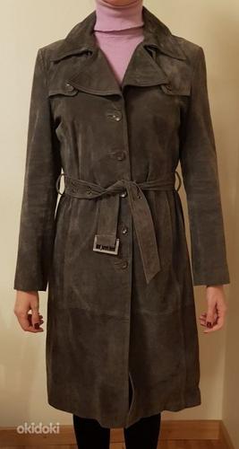 Длинное замшевое женское пальто №1. 40-42 (фото #2)