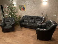 Кожаная мебель, диван и 2 кресла