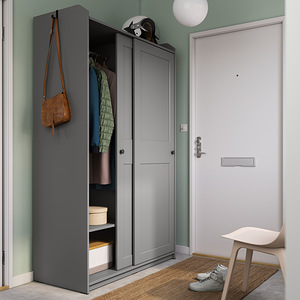 IKEA HAUGA lükandustega riidekapp, 118x55x199 cm, hall / Gra (1 foto / 8)